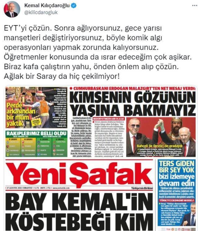 Kılıçdaroğlu: 'Biraz Kafa Çalıştırın Yahu, Önden Önlem Alıp Çözün. Ağlak Bir Saray da Hiç Çekilmiyor