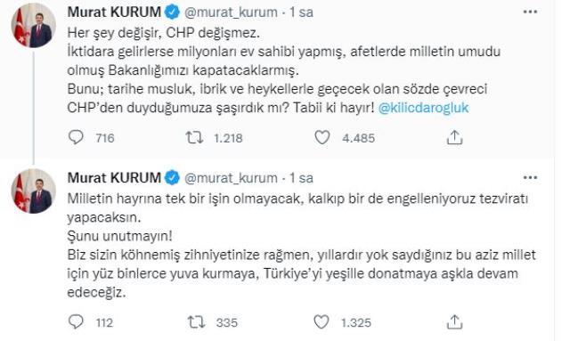 Bakan Kurum'dan Kılıçdaroğlu'nun 'Çevre ve Şehircilik Bakanlığı'nı kapatacağız' çıkışına yanıt