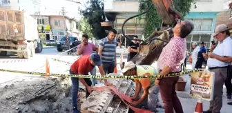 Doğalgaz çalışmasında çıkan lahit kamyona yüklenerek müzeye taşındı