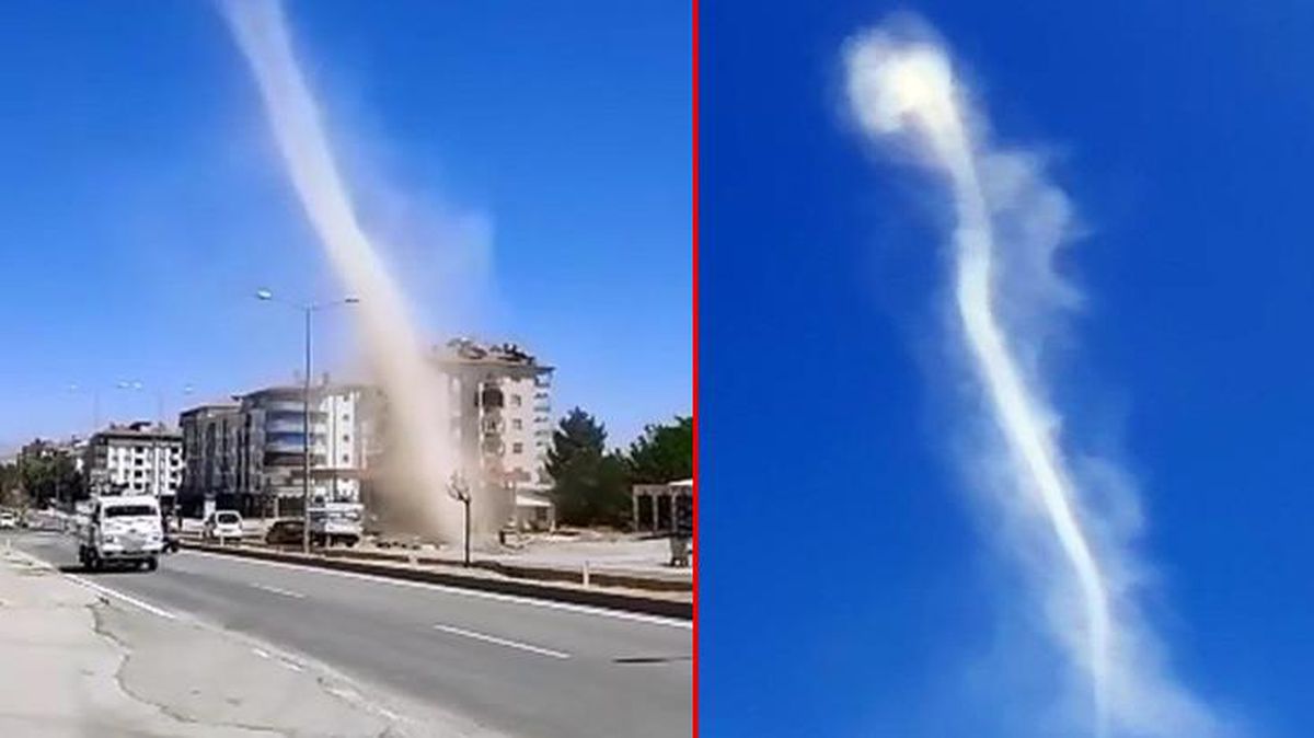 Şehir merkezinde çıkan hortum paniğe neden oldu