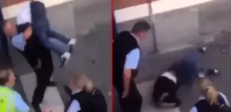 Güvenlik görevlisi trene kaçak binen yolcuyu havaya kaldırıp yere vurdu
