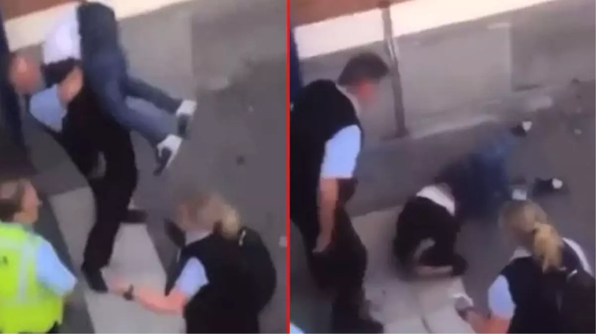 Güvenlik görevlisi trene kaçak binen yolcuyu havaya kaldırıp yere vurdu
