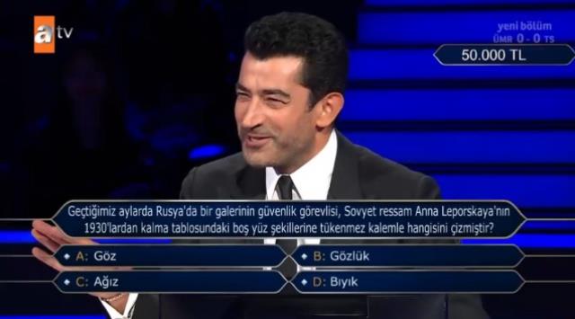 (Geçtiğimiz aylarda Rusya'da bir galerinin...) Kim Milyoner Olmak İster 2 Eylül Sorusu Cevabı Nedir? Kim Milyoner Olmak İster 50 Bin TL'lik soru!