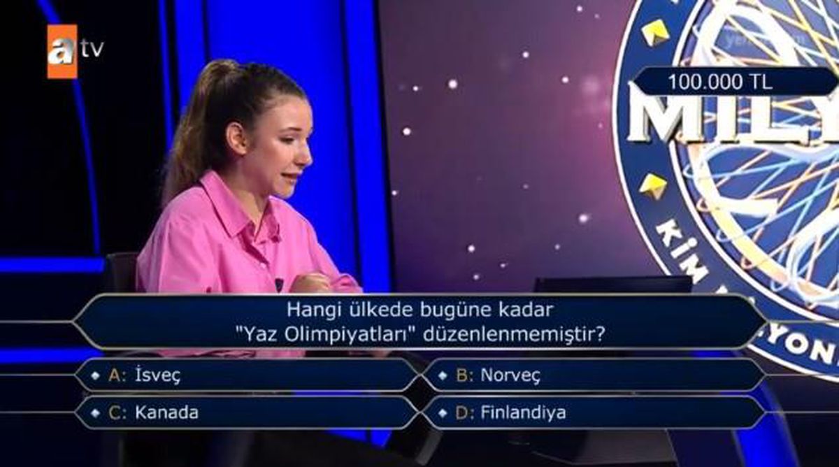 (Hangi ülkede bugüne kadar 'Yaz Olimpiyatları' düzenlenmemiştir?) Kim Milyoner Olmak İster 2 Eylül 100 Bin TL'lik sorunun cevabı nedir?