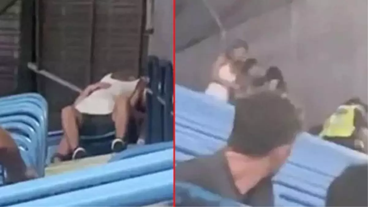 Tribünde cinsel ilişkiye giren çift apar topar stattan atıldı