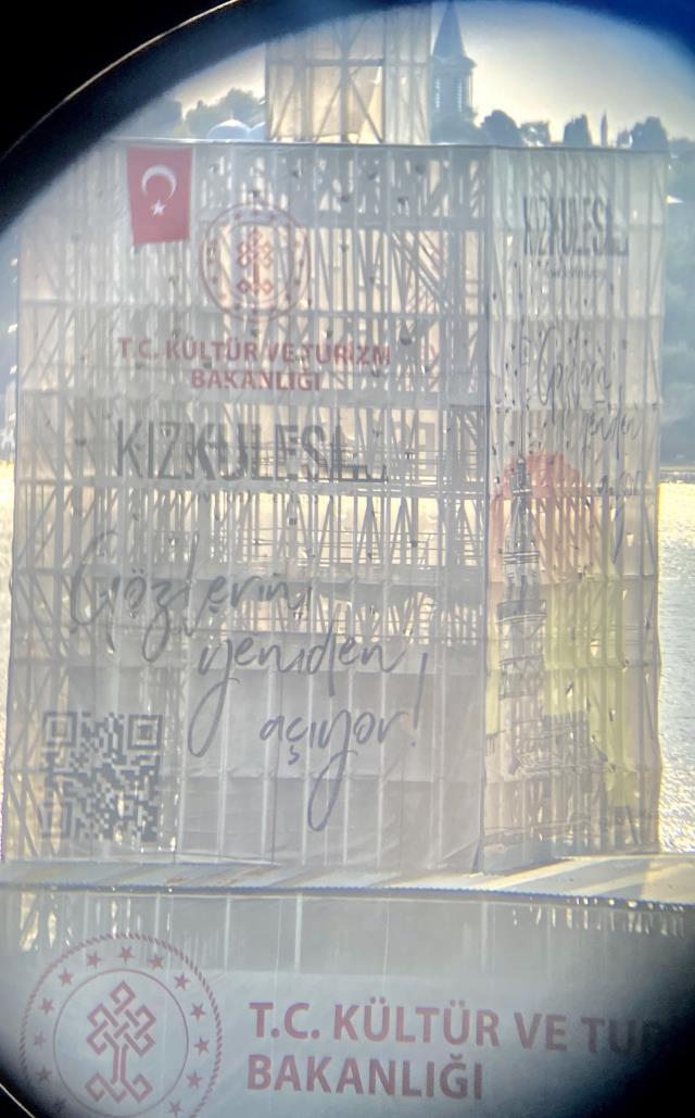 Restorasyonda olan Kız Kulesi'nin son görüntüleri sosyal medyada gündem oldu