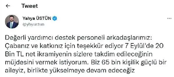 THY, 12 bin yardımcı destek personeline 20 bin lira ikramiye verecek