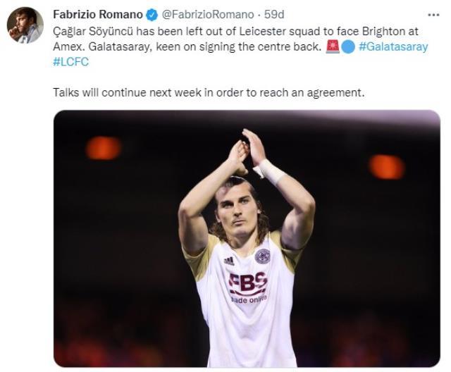 Liecester City'de maç kadrosuna alınmayan Çağlar Söyüncü, Süper Lig'e geliyor