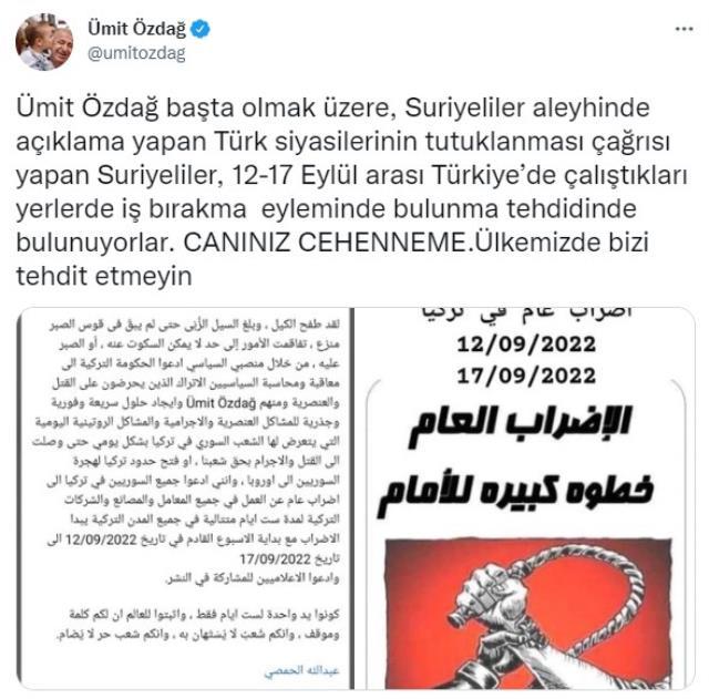 Suriyelilerin sosyal medyada başlattığı kampanya Özdağ'ı çileden çıkardı: Canınız cehenneme