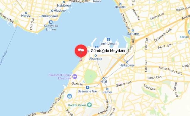 İzmir Gündoğdu Meydanı nerede, haritadaki yeri neresidir? İzmir Gündoğdu Meydanı hangi ilçede bulunuyor?