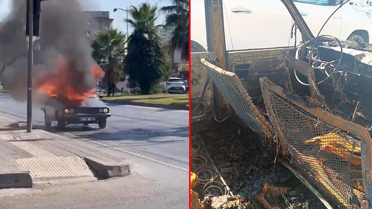 Sürücü sigara içerken otomobili de kendini de yaktı