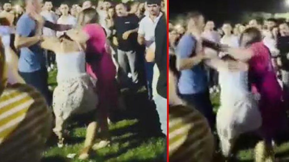 Konseri bırakıp saç saça baş başa birbirlerine girdiler! Kimse ayıramadı