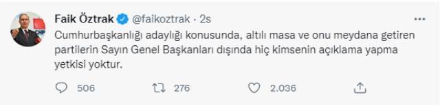Bülent Kuşoğlu'nun sözleri sonrası CHP'den ilk açıklama: Altılı masanın liderleri dışında kimsenin açıklama yapma yetkisi yoktur Bülent Kuşoğlu'nun sözleri sonrası CHP'den ilk açıklama: Altılı masanın liderleri dışında kimsenin açıklama yapma yetkisi yoktur