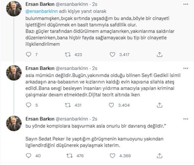Sedat Peker'den kendisini tehdit ettiği videolarla tanınan Cenk Çelik'in başından vurulmasına ilişkin ilk sözler