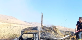 Sivas gündem haberi... Sivas'ta saman yüklü kamyonetteki yangında 60 bin lira da kül oldu