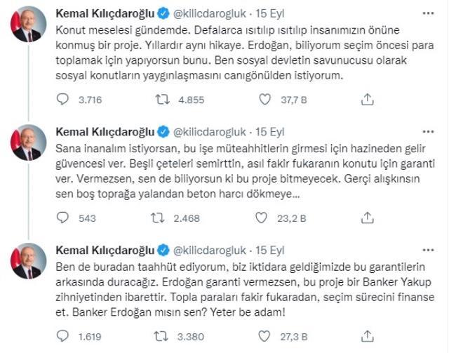 Bakan Kurum'dan 'Bu işin başarılı olmasını istiyorum' diyen Kılıçdaroğlu'na yanıt: Siz isteseniz de istemeseniz de konutları yapacağız