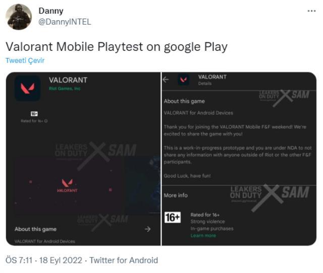 Valorant Mobile'ın detayları Google Play Store'dan sızdırıldı