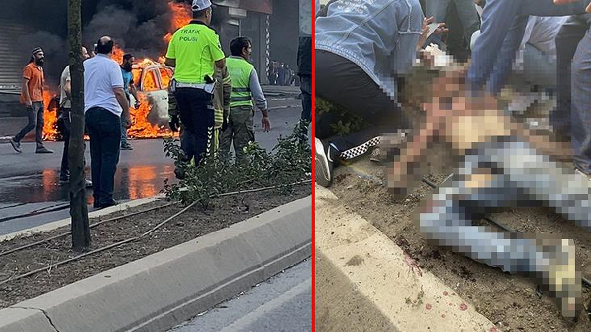 Cinnet getiren şahıs önce aracını ateşe verdi, sonra bıçakla 4 polisin arasına daldı: 1 ölü, 3 yaralı