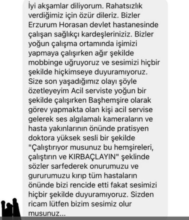 Sağlık çalışanından meslektaşına akılalmaz sözler: Çalıştırın, kırbaçlayın Sağlık çalışanından meslektaşına akılalmaz sözler: Çalıştırın, kırbaçlayın