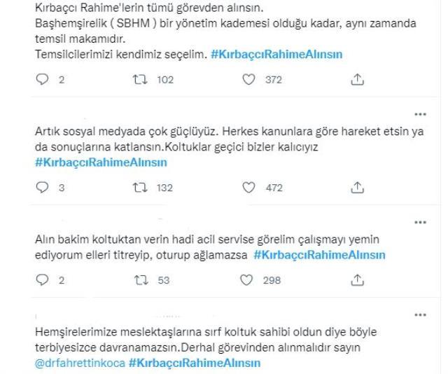 Sağlık çalışanından meslektaşına akılalmaz sözler: Çalıştırın, kırbaçlayın Sağlık çalışanından meslektaşına akılalmaz sözler: Çalıştırın, kırbaçlayın