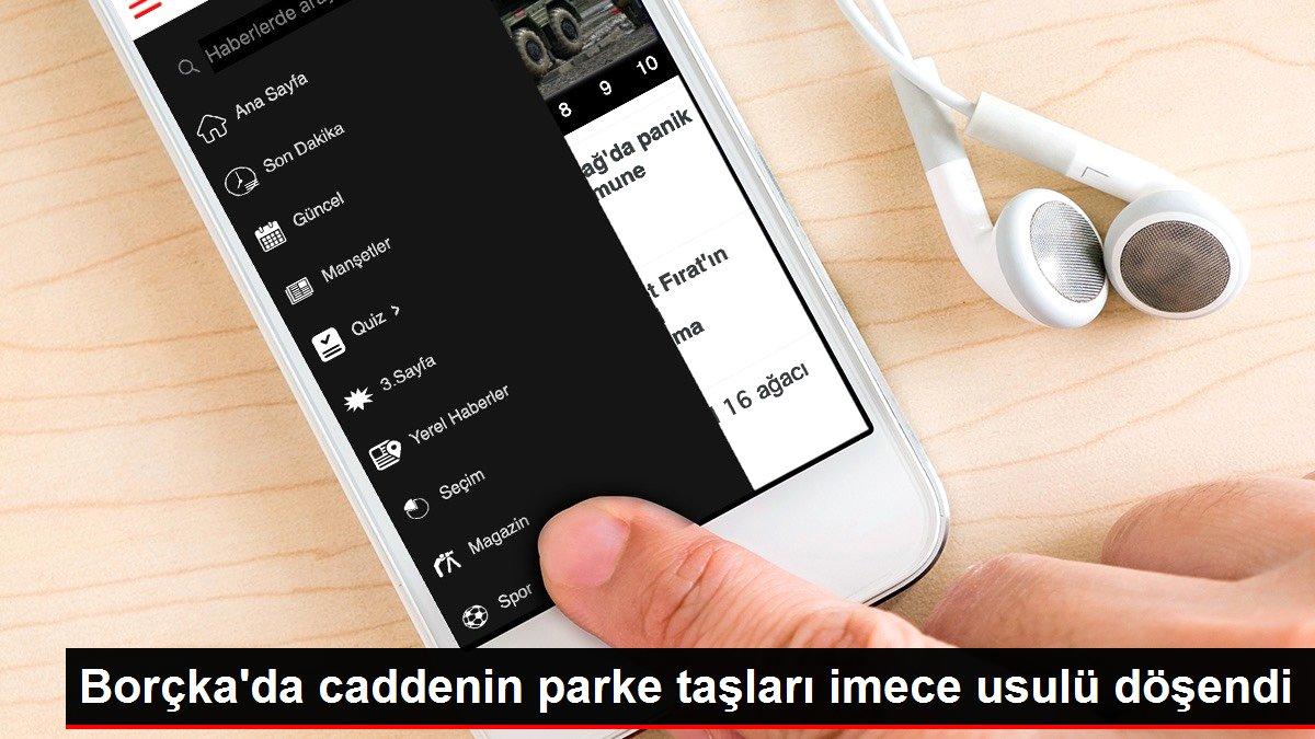Artvin haberi: Borçka'da caddenin parke taşları imece usulü döşendi