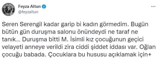 Seren Serengil'in 'Reha Muhtar kaçırılan oğlunu alıyor' paylaşımı Deniz Uğur'un avukatını sinirlendirdi Seren Serengil'in 'Reha Muhtar kaçırılan oğlunu alıyor' paylaşımı Deniz Uğur'un avukatını sinirlendirdi