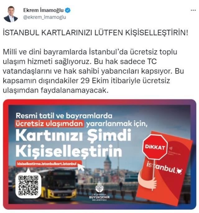 İmamoğlu'ndan İstanbulkart sahiplerine uyarı: Bunu yapmayan ücretsiz ulaşımdan faydalanamayacak
