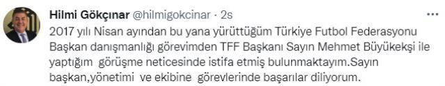 TFF'de istifa depremi! Başkan Danışmanı Hilmi Gökçınar görevinden ayrıldı