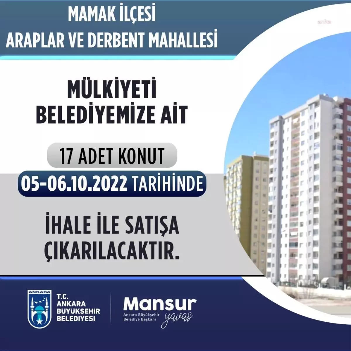 Ankara haber | Ankara Büyükşehir, 17 Taşınmazı Daha İhale ile Satışa Çıkarıyor