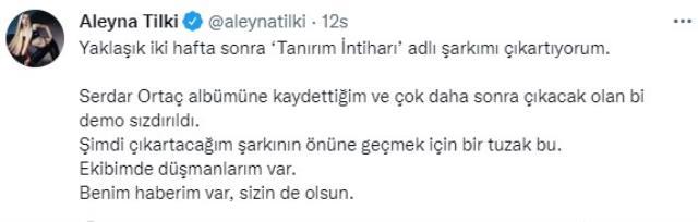 Yeni şarkısı sızdırılan Aleyna Tilki, ekibine sitem etti: Düşmanlarım var