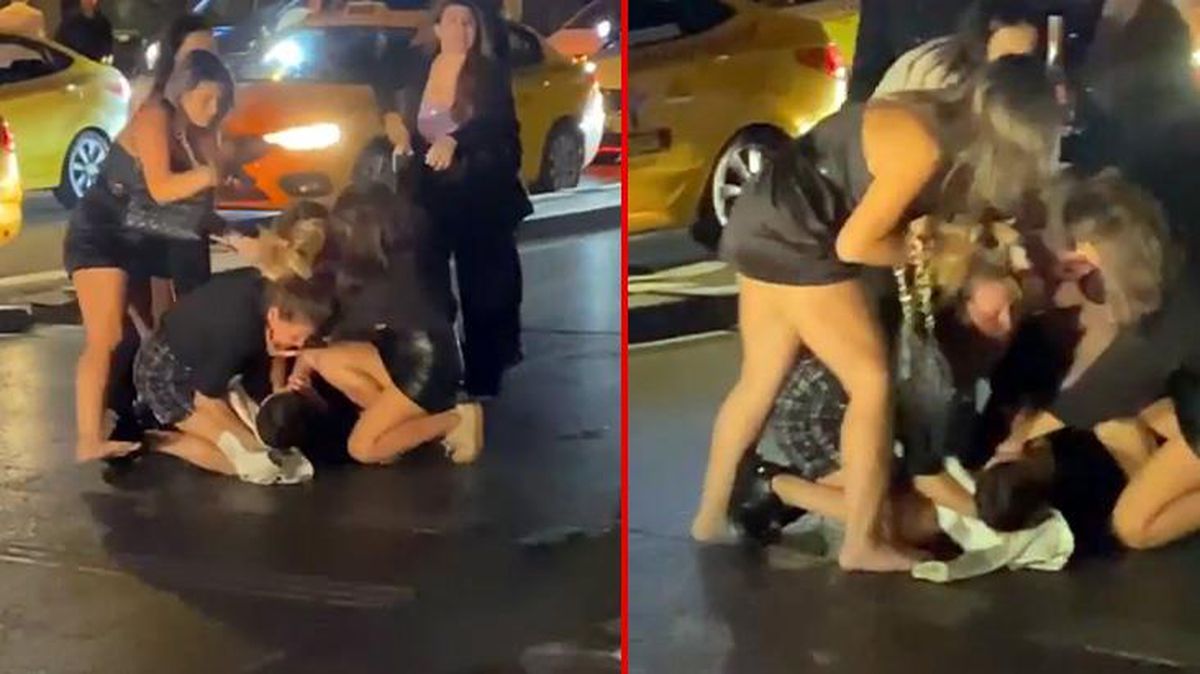 Kimse ayıramadı! Nişantaşı'nın göbeğinde kadınların saç saça kavgası kamerada