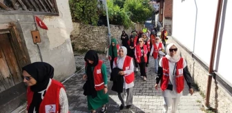 Karabük haber! Karabük'te Türk Kızılay üyeleri sağlıklı yaşama dikkati çekmek için yürüdü