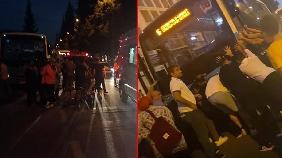 Yaşlı adam halk otobüsünün altında kaldı, çevredekiler aracı kaldırarak kurtardı