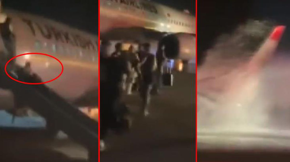Hatay Havalimanı'na iniş yaptıktan sonra lastiği patlayan THY uçağının tahliye görüntüleri ortaya çıktı