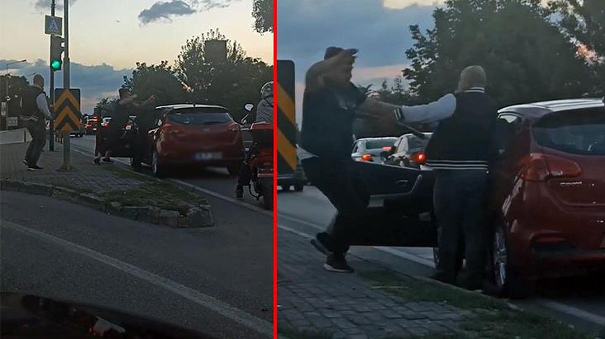 Caddeyi ringe çevirdiler! Kamyon şoförü, tartıştığı sürücüyü bir boksör gibi yumrukladı