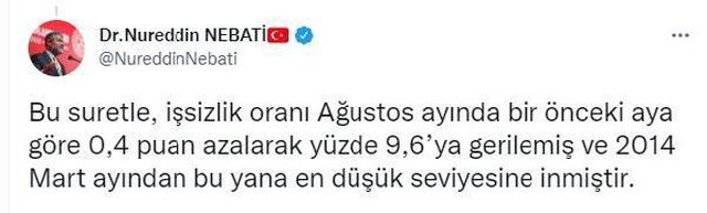 Bakan Nebati işsizlik oranları hakkında yorum yaptı: İşsizlik oranı, 2014'ten bu yana en düşük seviyede