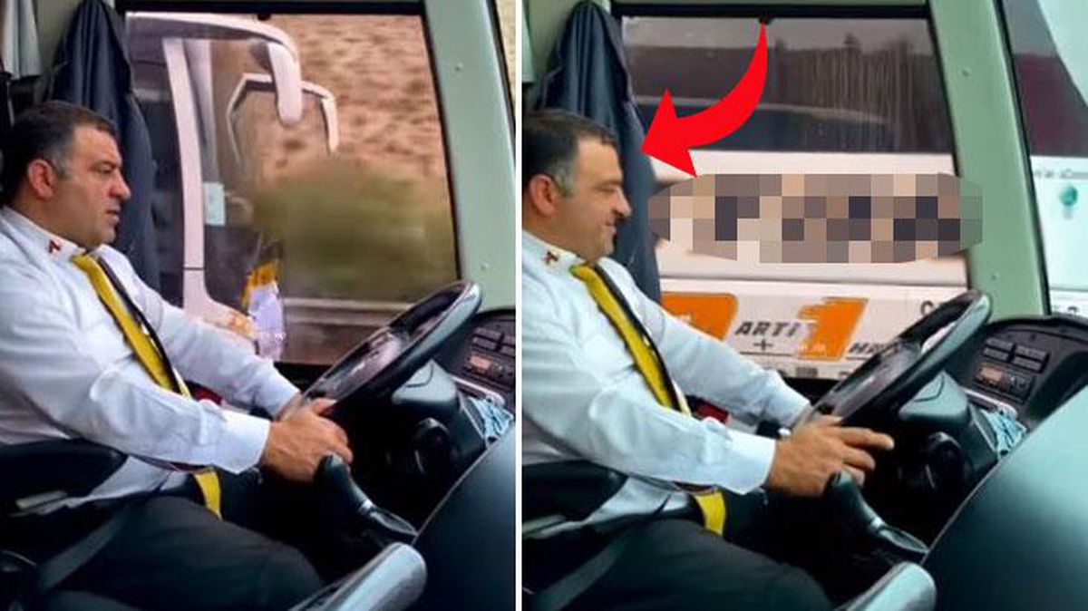 Otobüs şoförü, kendisini sollayan aracı kullanan kişiyi görünce tebessüm etti