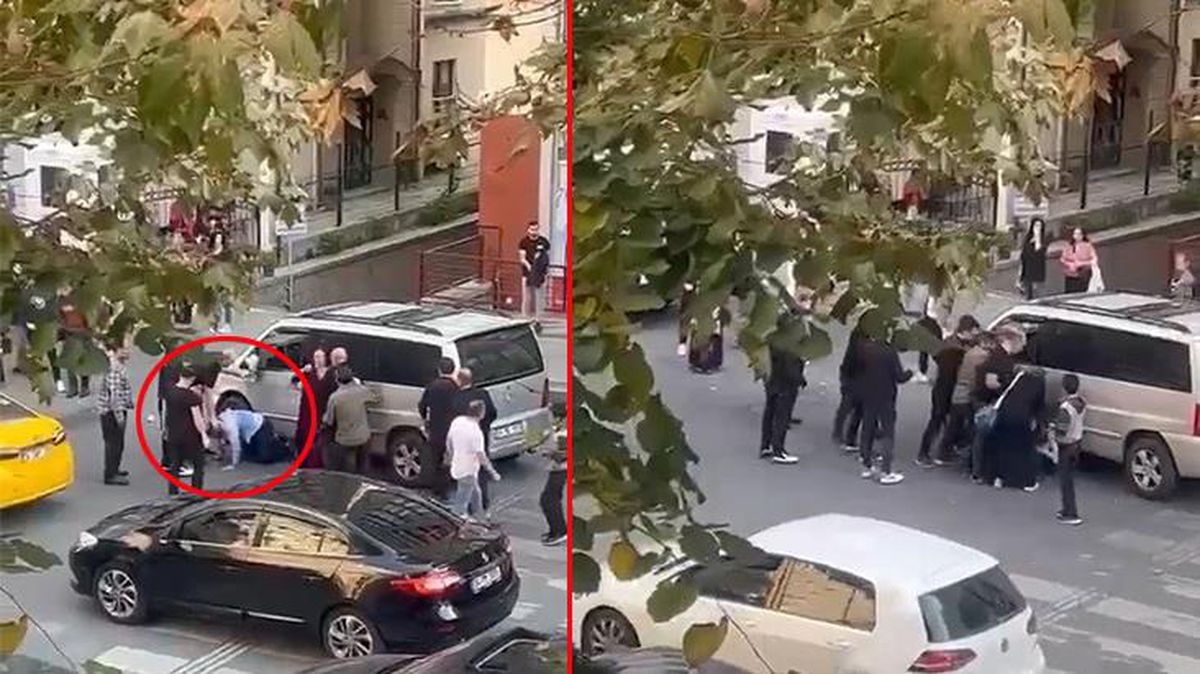 Anne ve kızına çarpıp kaçmaya çalışan sürücü esnaftan dayak yedi