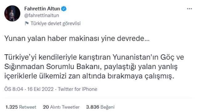 Yunanistan'ın Türkiye'yi suçladığı skandal fotoğrafa bir tepki de Cumhurbaşkanlığı'ndan