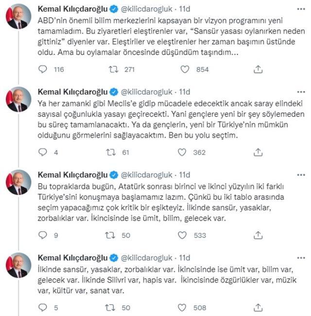 Sosyal medya yasası oylanırken neden ABD'ye gitti? Kılıçdaroğlu'ndan art arda paylaşımlar Sosyal medya yasası oylanırken neden ABD'ye gitti? Kılıçdaroğlu'ndan art arda paylaşımlar