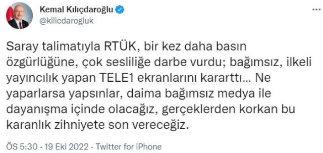 RTÜK, TELE 1'e 3 gün süreyle yayın durdurma cezası verdi