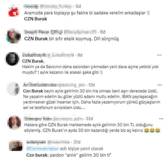 'Aylık kazancım 30 bin TL' diyen CZN Burak, alay konusu oldu