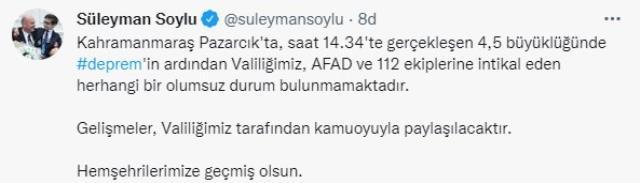 Son Dakika: Kahramanmaraş'ta 4.5 büyüklüğünde deprem! Sarsıntı çevre illerden de hissedildi
