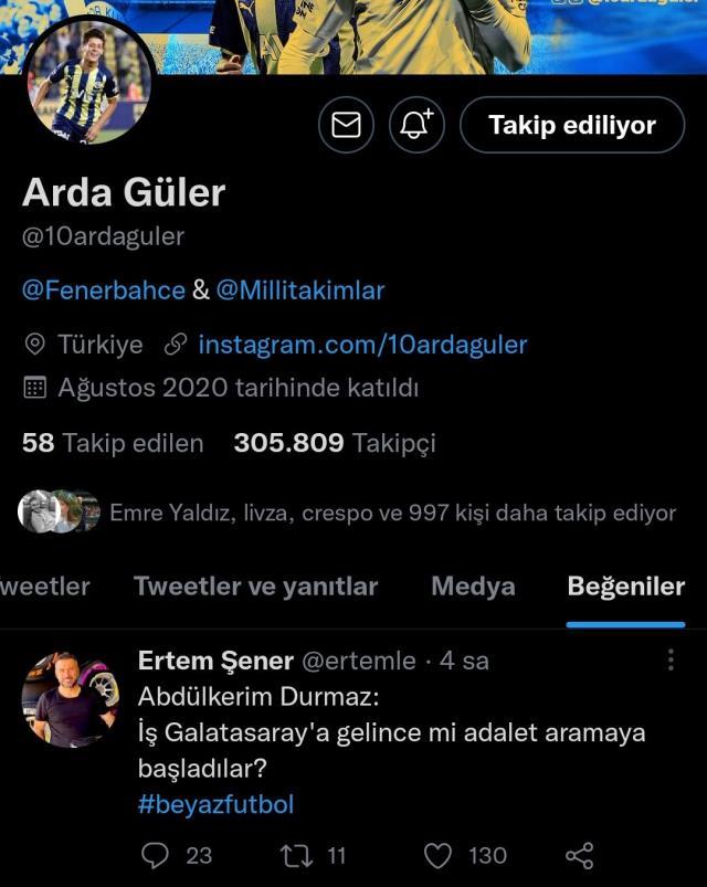 Arda Güler neden tepki gördü? Arda güler Abdurkerim Durmaz'ın hangi tweetini beğendi?