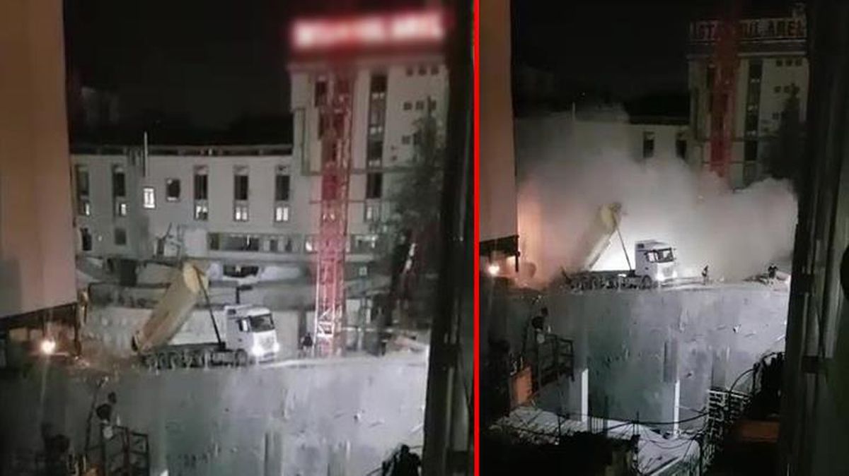 İstanbul'da bir özel üniversitenin yanındaki istinat duvarı böyle çöktü