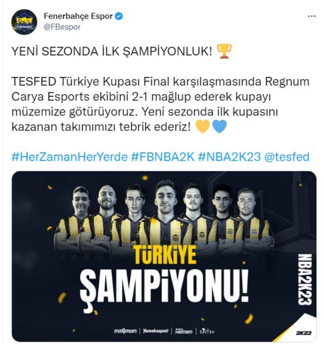 Kupa Fenerbahçe'nin! Fenerbahçe Espor, Türkiye Şampiyonu oldu Kupa Fenerbahçe'nin! Fenerbahçe Espor, Türkiye Şampiyonu oldu
