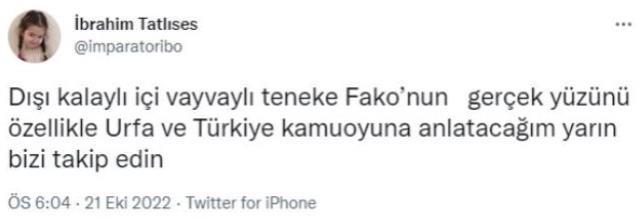 Tatlıses, 'Gerçek yüzünü göstereceğim' dediği Eşref Fakıbaba'nın 39 saniyelik videosunu paylaştı