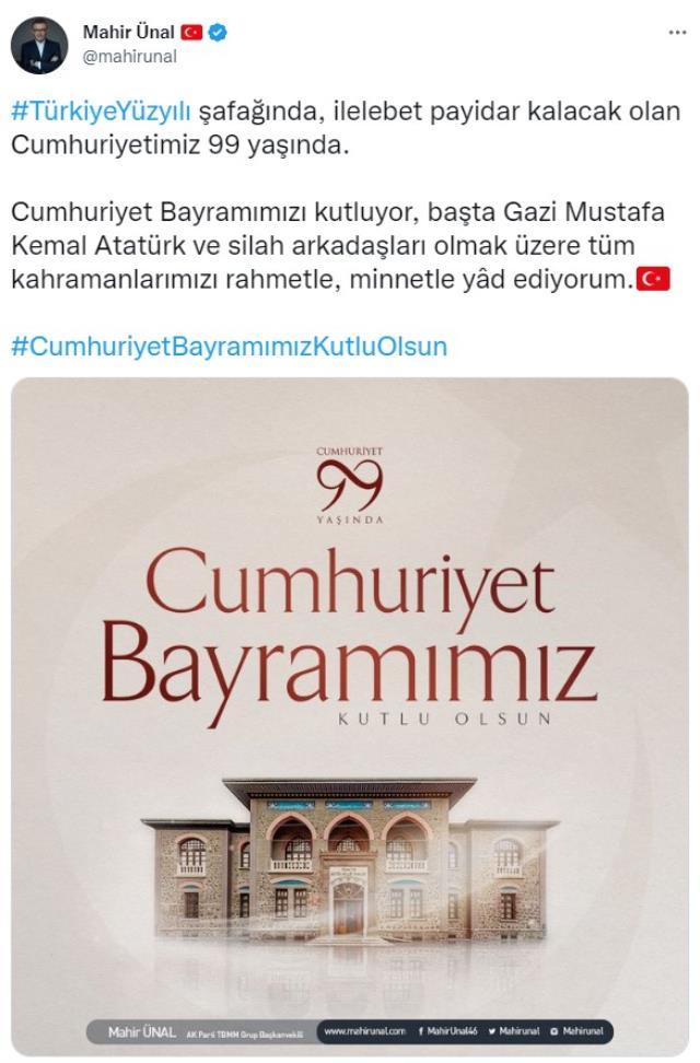 'Cumhuriyet bütün düşünme setlerimizi yok etmiştir' diyen Mahir Ünal'dan 29 Ekim paylaşımı 'Cumhuriyet bütün düşünme setlerimizi yok etmiştir' diyen Mahir Ünal'dan 29 Ekim paylaşımı