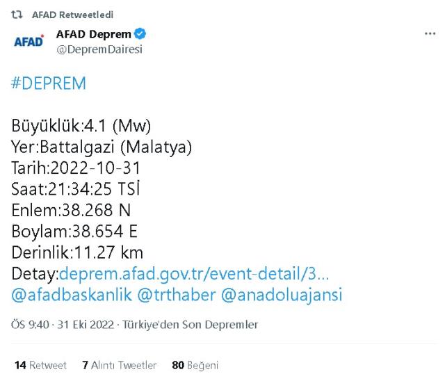 Malatya'da nerede deprem oldu? 31 Ekim Malatya Battalgazi depremi kaç büyüklüğünde meydana geldi? Depremin merkez üssü neresi?