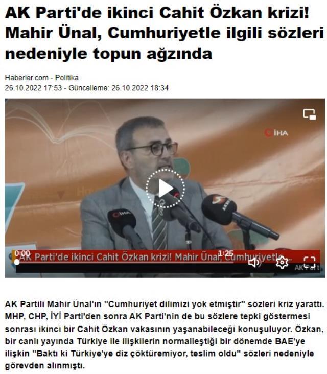 Son Dakika: Cumhuriyet'le ilgili sözleri tepki çeken AK Partili Mahir Ünal, Grup Başkanvekilliği görevinden affını talep etti